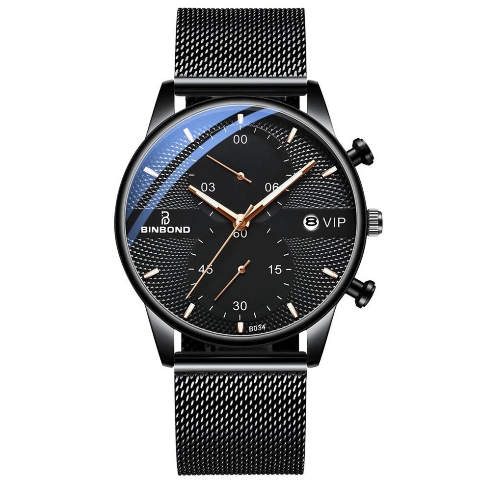 MURAH Jam Tangan Mewah Bisnis Asli Pria Bahan Stainless Steel Warna Emas / Jam Tangan Analog Tahan A