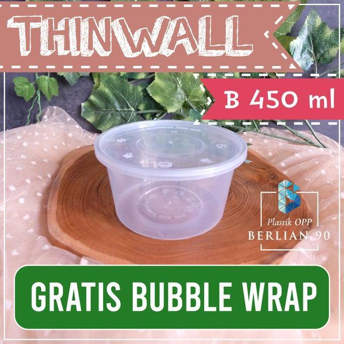 Thinwall Bulat 450 ml Thinwall Bulat Datar 450ml Mangkuk Plastik Salad