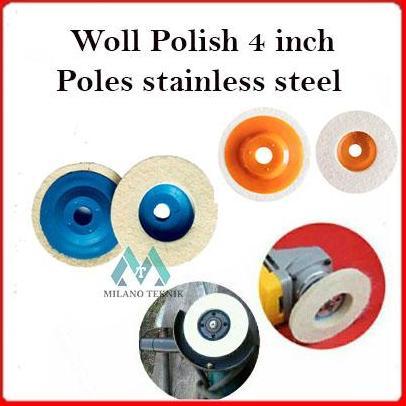 Spon Woll 4 Inchi Amplas Gerinda Spon Putih/Poles Stainless Steel