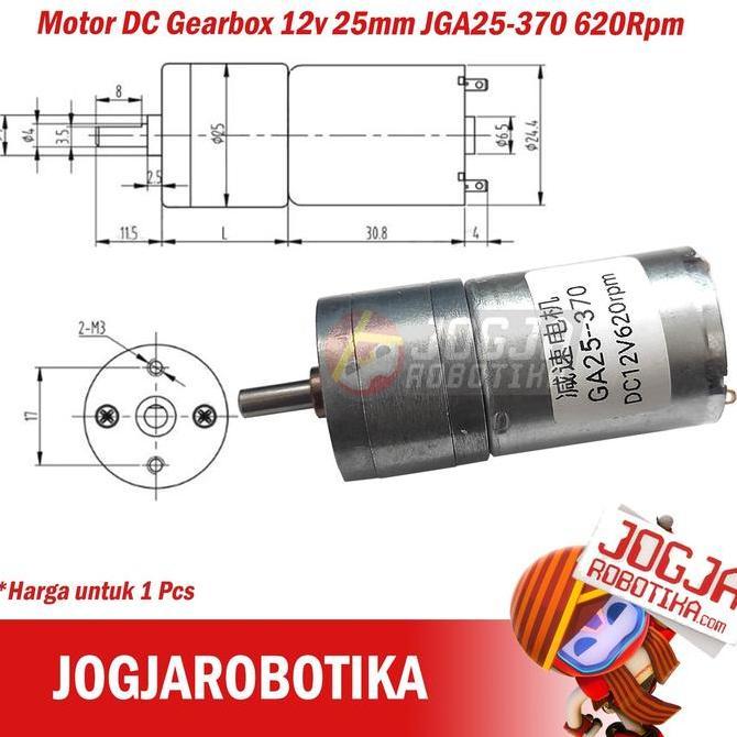 Motor Dc Gearbox 12V 25Mm Jga25-370 620Rpm