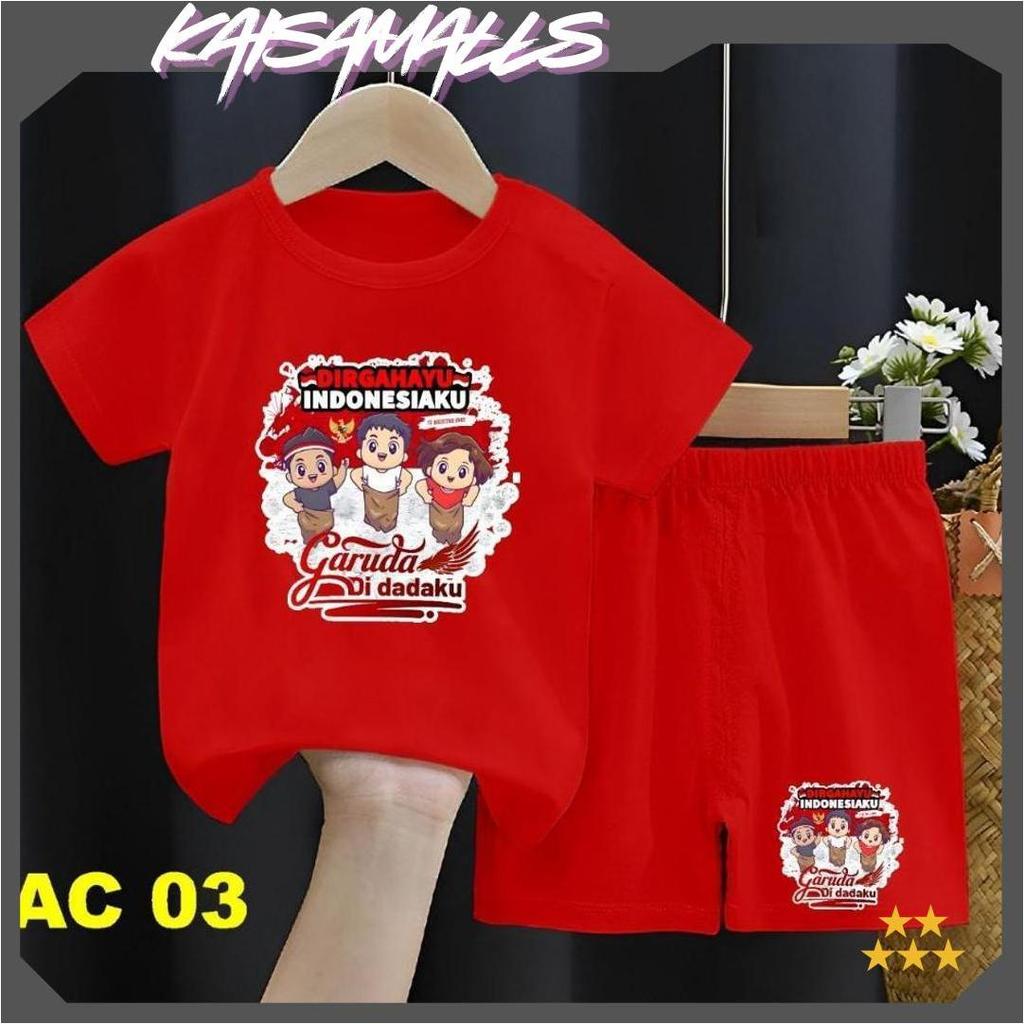 Baju / Setelan / Oneset Baju & Celana Anak UNISEX STA1455 Edisi 17 Agustus Dirgahayu Kemerdekaan Ind