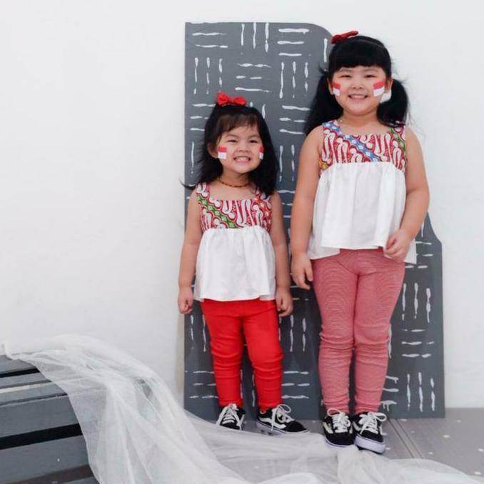 baju batik anak perempuan - celia top batik parang merah putih TSS