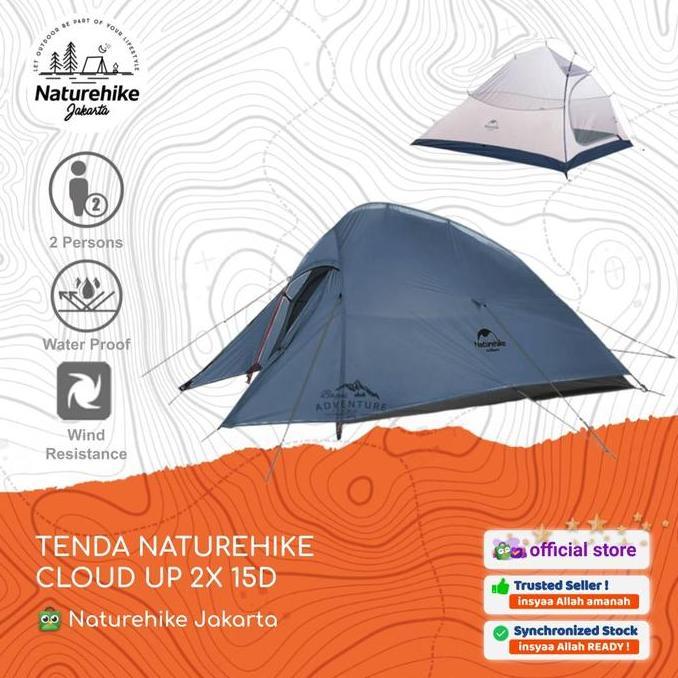 Goodseller- TENDA CLOUD UP 2X 15 D / 20D NATUREHIKE NH17T001-T 2 ORANG CAMPING ULTRALIGHT