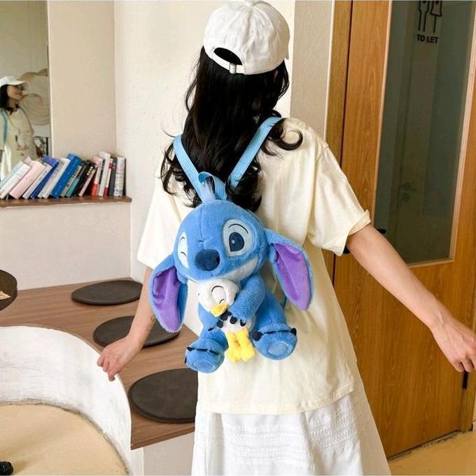 Tas Ransel Boneka Stitchh 2 Warna biru dan pink Muat Hp Saja dan Dompet Backpack Tas Gendong Stitchh