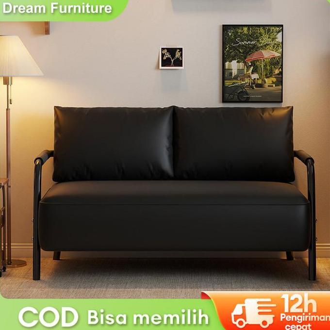 DF-3-Mudah Dibersihkan Warna Netral Tahan Lama Furniture Sofa Bed Kulit Imitasi Minimalis Sofa 2 Sea