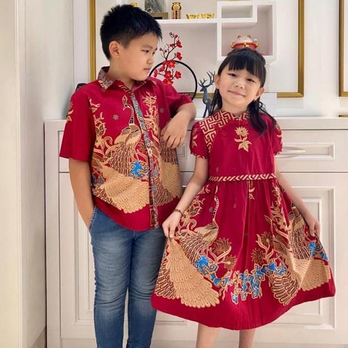Imlek Series BBB Red Couple /Baju Merah Batik merah/ Baju Imlek/ Seragam Batik HSS