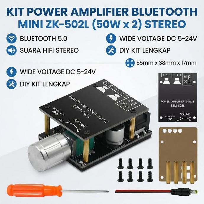 SAMOJAPAN Power Amplifier Bluetooth 5 0 Mini ZK 502L 50Wx2 Stereo Wireless Audio Digital Board DC 12