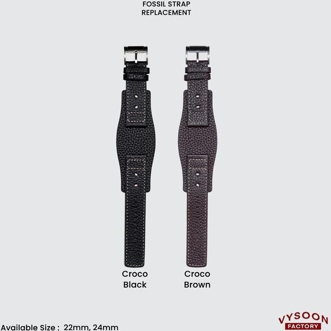 Tali Jam Tangan Fossil Coachman Double Strap 22mm 24mm Black Brown