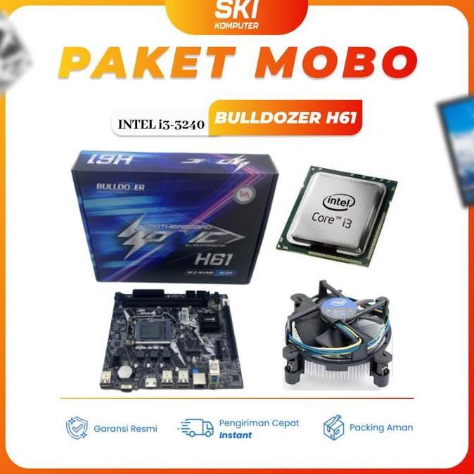 PAKET MOTHERBOARD H61 + PROCESSOR Core i3-3240 RAM 4GB DDR3 Diskon
