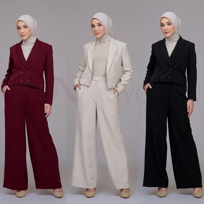 balqissporttiga2 - leia blazer - blazer one set - setelan blazer celana kulot wanita formal casual -