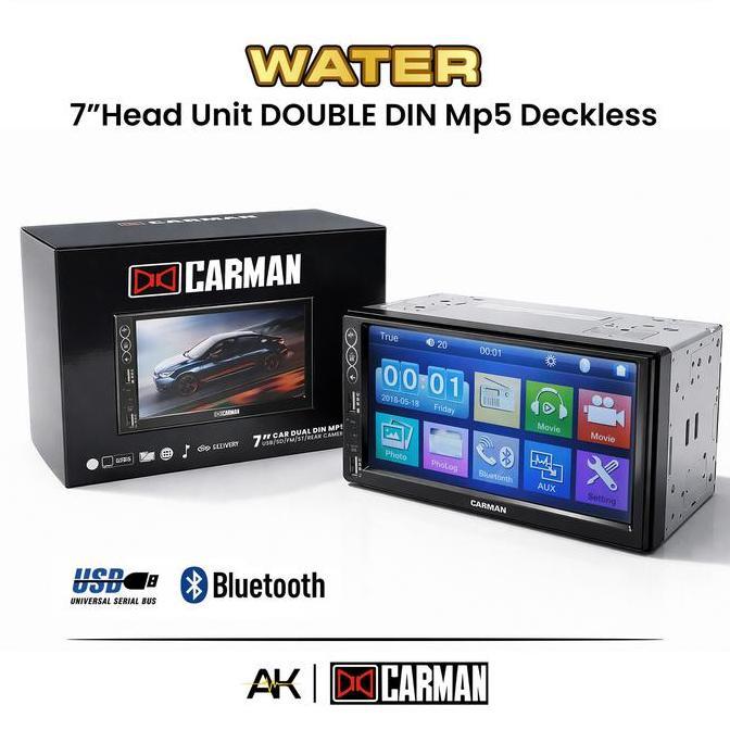 Head Unit 7 Inch Double Din Carman Water Mp5 Player Mobil Deckless Murah