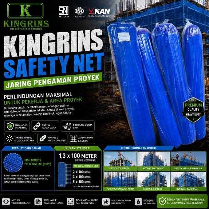 // JARING POLYNET SAFETY / SAFETY NET / POLYNET BIRU 1,3 X 100M //