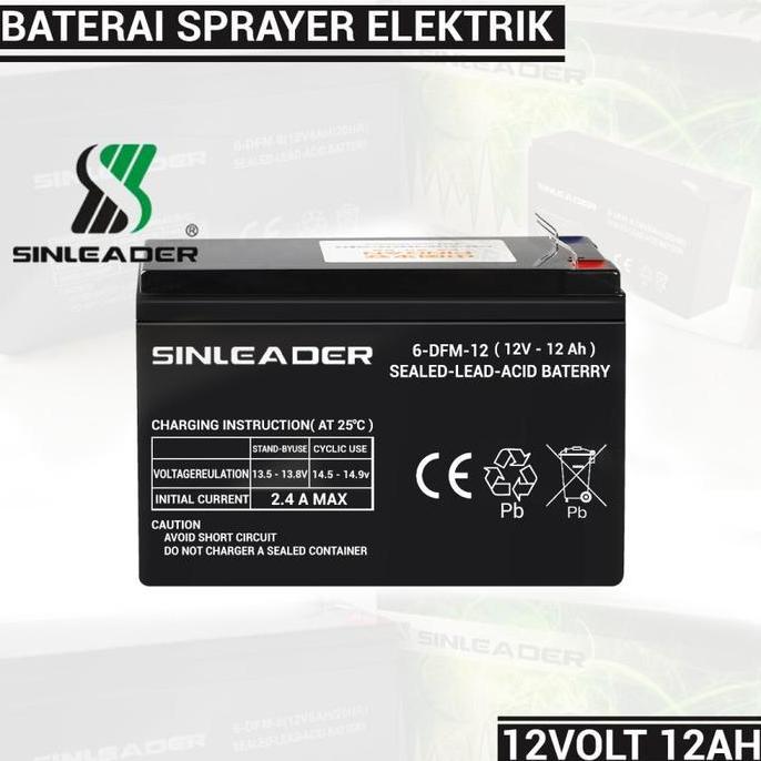 BATERAI AKI SPRAYER ELEKTRIK 12 VOLT 12 AH SINLEADER BATERAI 12V 12AH TERBARU