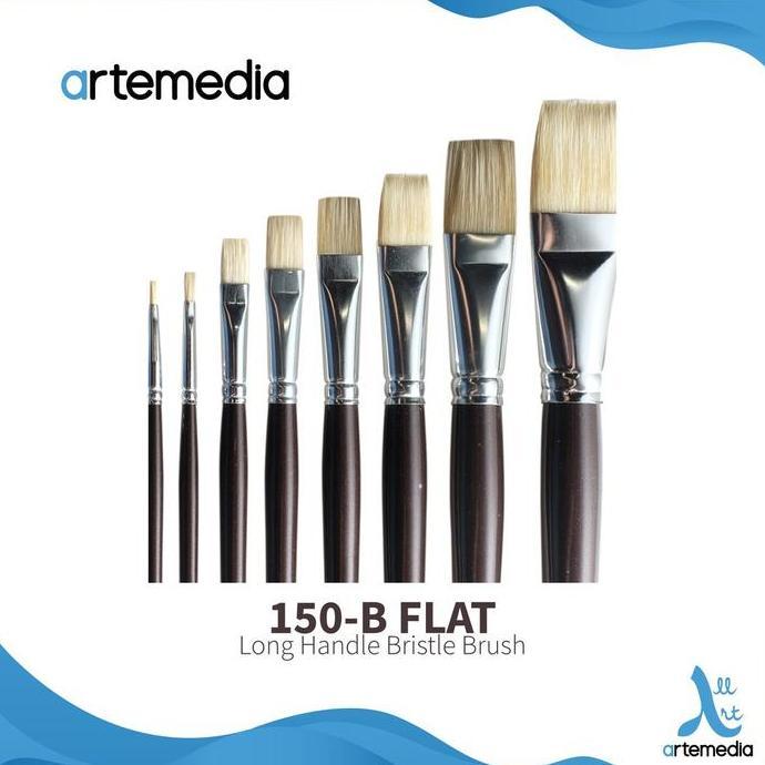 New- Artemedia Brush Flat 150B Bristle Long Handle
