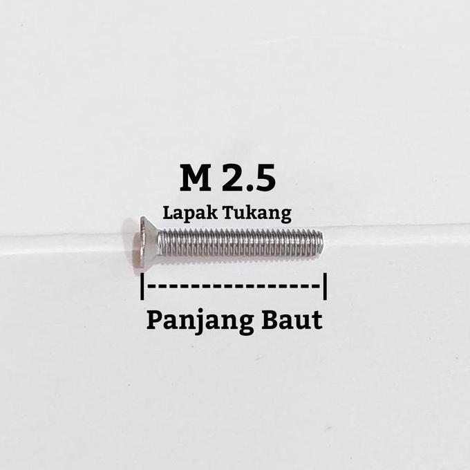 100Pcs Baut M2.5 Countersunk M2.5X14 M2.5X 16 M2.5X18 M2.5X20 M2.5X25 M2.5X30 Baut M2.5 Stainless Mu