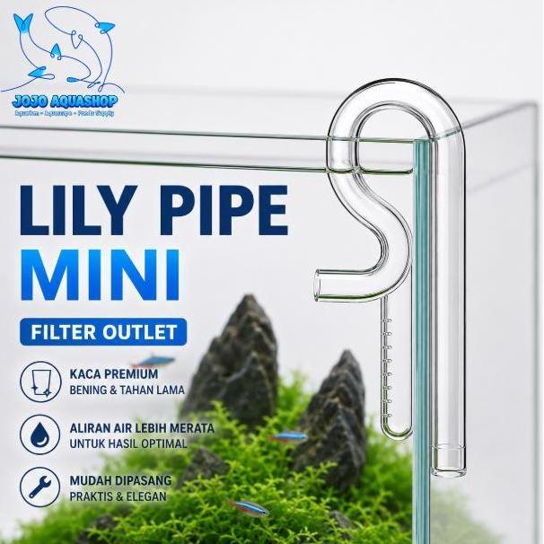 Fishstore- Mini Glass Lily Pipe Mini Lily Pipe Aquarium Aquascape Bukan Skimmer Stainless