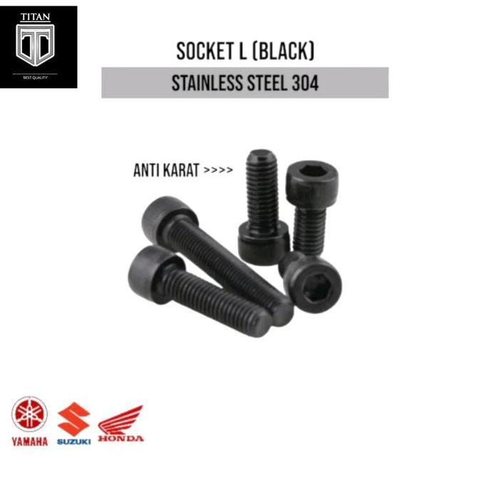 BAUT M4 X 20MM BAUT L STAINLESS 304 BAUT SOKET HEAD DRAT 4MM BLACK