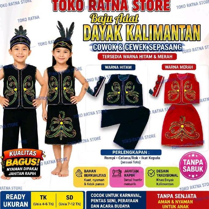 Baju Adat dayak Kalimantan/Busana adat dayak/Baju adat Dayak Diskon