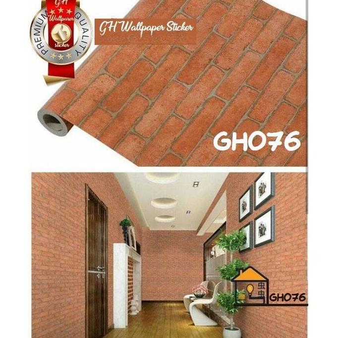 Parede - Wallpaper Dinding Wallstiker Aestetic Wallpaper Kamar Tidur 45Cm X 8M Motif Bata Orange Gh0