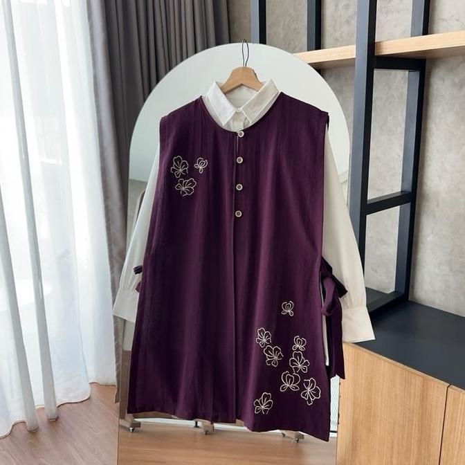 By.HANA 575 | Long Vest Bordir dan Set Kemeja WSD