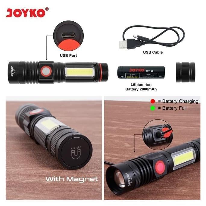 Rechargeable LED Flashlight / Senter LED Isi Ulang Joyko FL-87 FL87