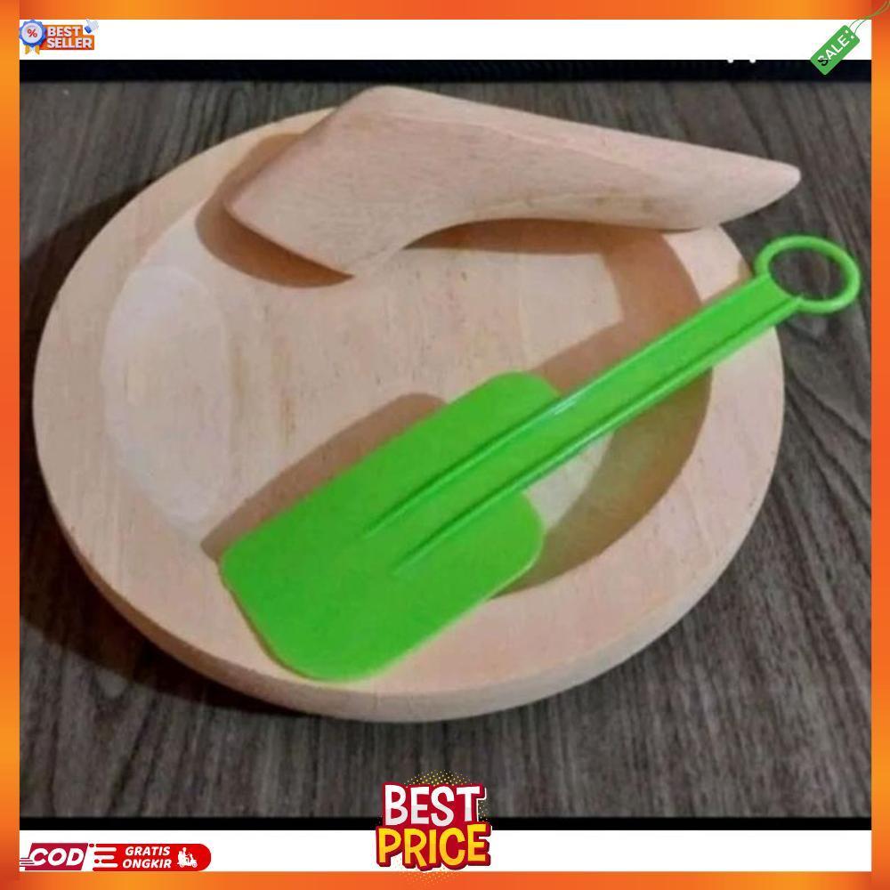 Cobek kayu Cobek sambal Bonus lemet plastik