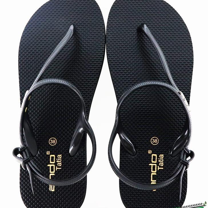 New Ando Tatia Strappy Hitam/Emas - Sandal Strapp Wanita