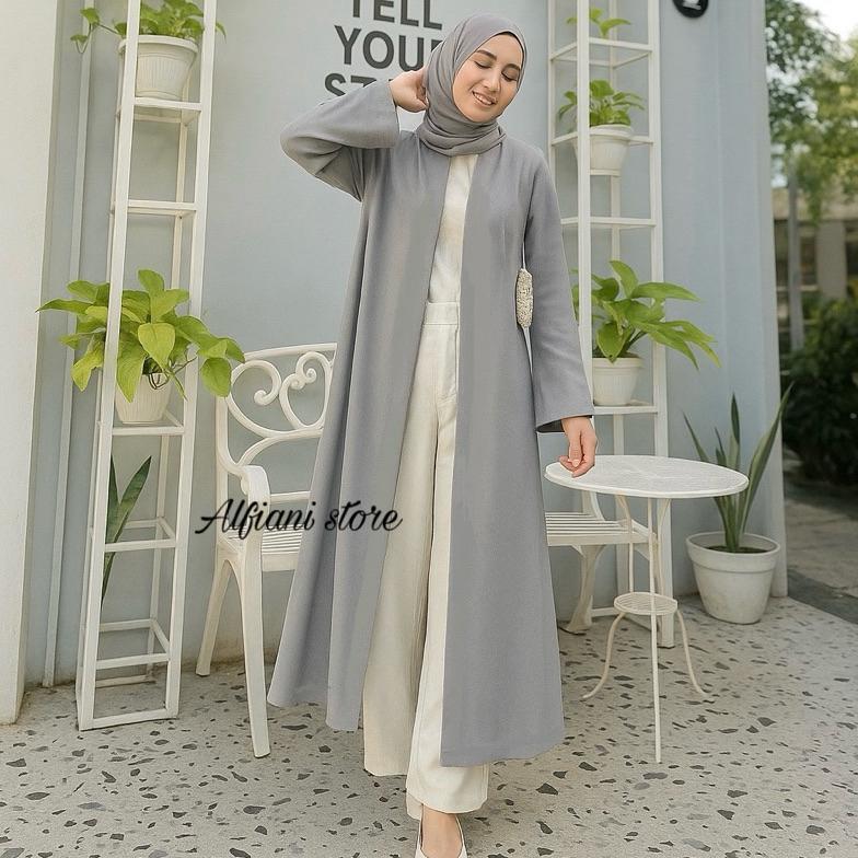 Outer Abaya Turkey Polos Crinkle Premium