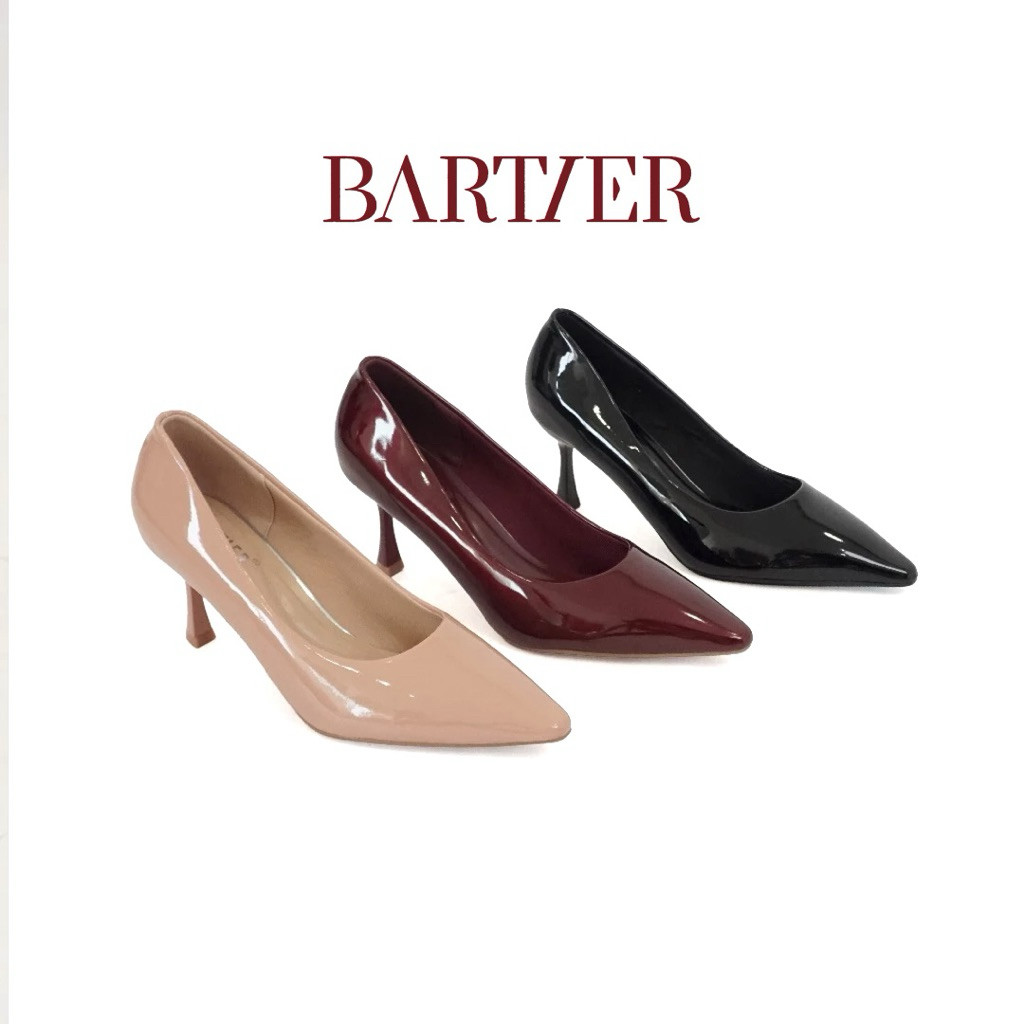 BARTIER - HEELS SEPATU KERJA WANITA SEPATU HAK WANITA GLOSS DOVE NUDE HEELS 7CM