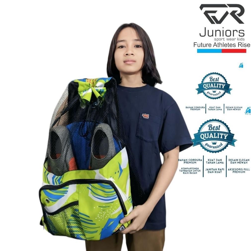 Tas Renang Sport Jaring Motif Abstract Crack Green /Tas Gendong Atlan