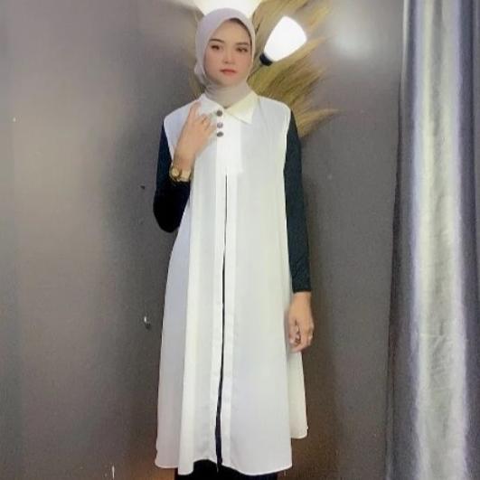 Outer Kardigan Wanita Tanpa Lengan Bahan Ceruty Wanita Panjang Muslim Polos Jumbo Kekinian