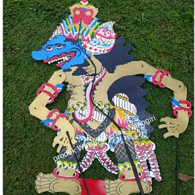 Wayang kulit kertas duplex Buto Raton BIRU Barong tinggi -+80cm ukuran standar pentas pedalangan