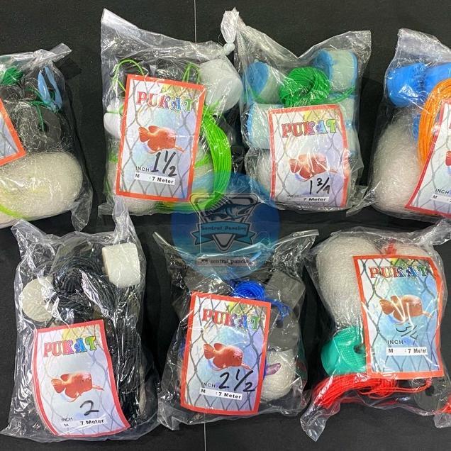 Jaring Pukat Ikan Siap Pakai 7 Meter Beragam Ukuran