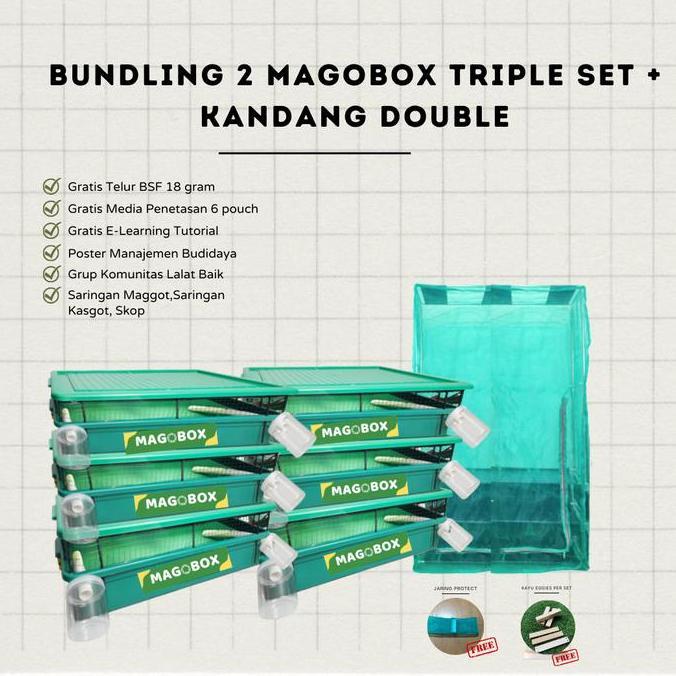 Patche- New- 2 Magobox Triple Set Bundling Dengan Kandang Bsf Rangka Double