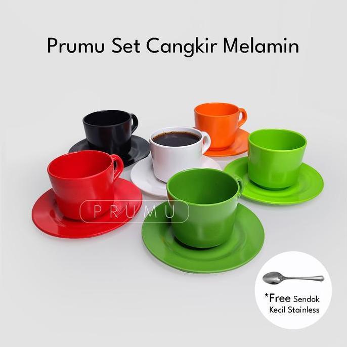Esdri- Prumu Cangkir Set Melamin - Cangkir Kopi Set - Cangkir Kopi - Tatakan Cangkir Set - Set Cangk