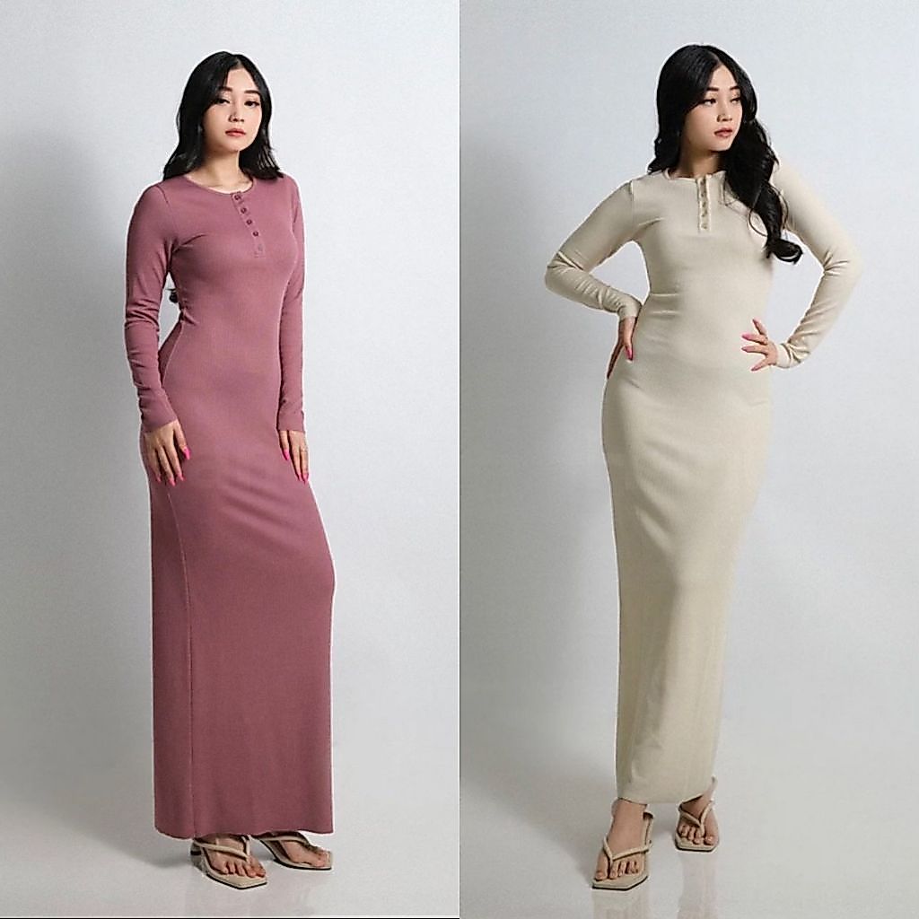 DRESS PREBODY KNIT RIB ARISHA DRESS KANCING KOREAN LOOK TERLARIS / DRESS BODYCON BY NF