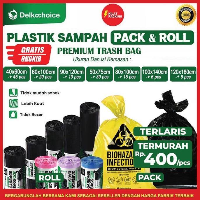 Wash- Plastik Sampah | Trash Bag Garbage Bag | Kantong Sampah | Kresek Sampah Hitam Pack Roll Satuan