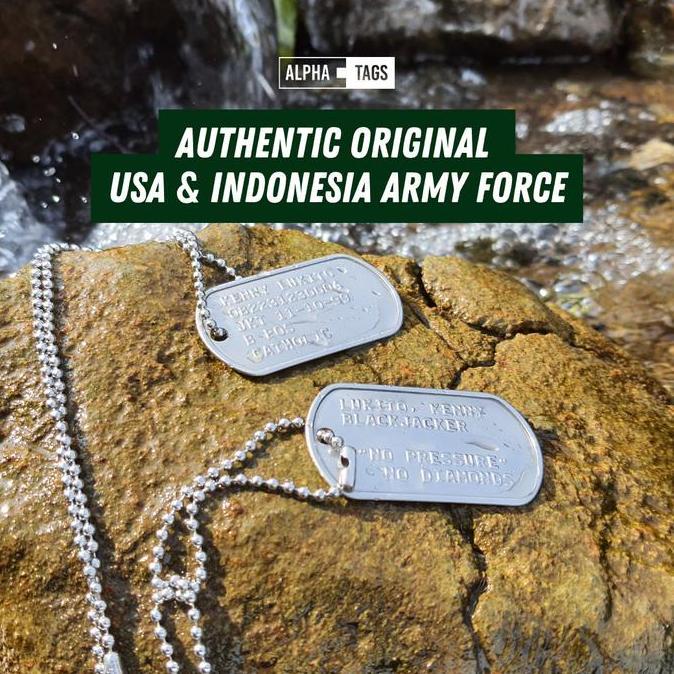 Kalung pria dog tag kalung/TNI tentara Army custom polisi Alpha tag