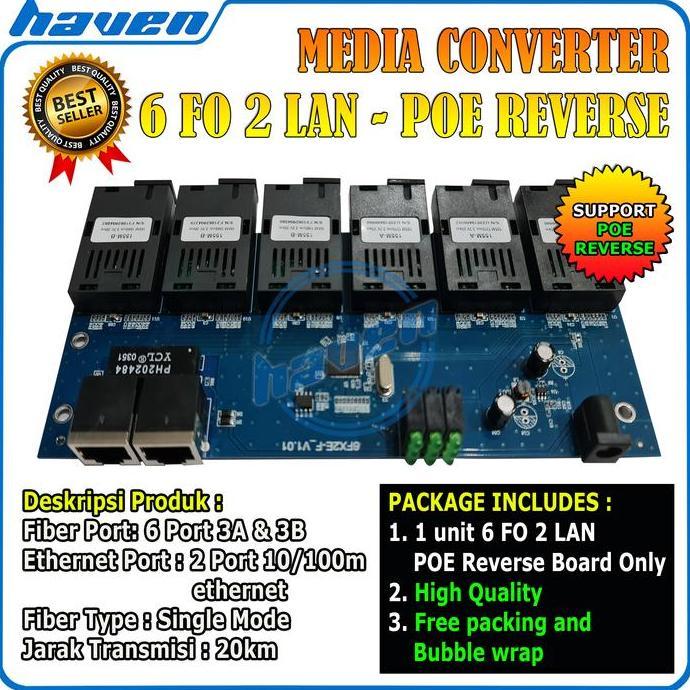 Wettre- Media Converter 6 Port Fo Port Lan Poe 10/100 Converter 6 Fo Lan