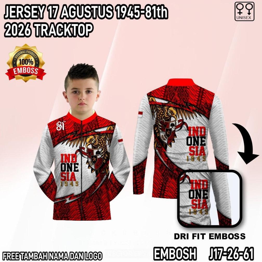 [GARDHA] Jaket tracktop Baju Garuda Indonesia 1945 Jersey anak Kemerderaan RI ke 81 Kaos 17an bahan 