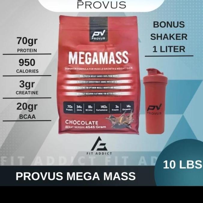 PROVUS MEGA MASS 10 LBS 20 SERVING GAINER TERBAIK WEIGHT GAINER 5.5 KG