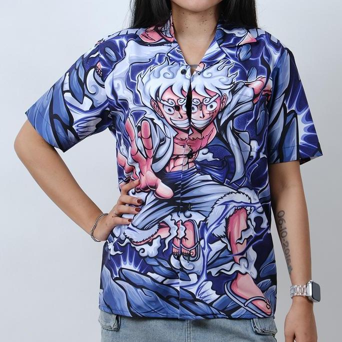 DS193 >> Baju Kemeja Motif Cowok Cewek Full Printing LUFFY GEAR 5 ONE PIECE 038