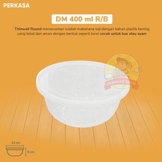 Thinwall 400 ml / Mangkok Plastik / Mangkok Makanan 400 ml Tutup Datar