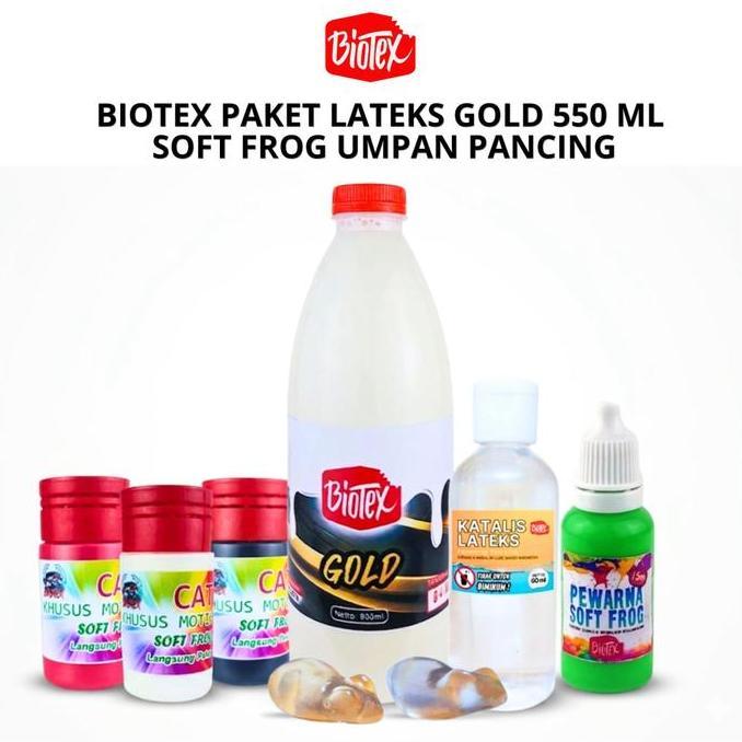Biotex PAKET 2 MEDIUM BIOTEX GOLD 550 ML - Lateks Latex Latek Bahan Bikin Soft Frog Kerajinan Umpan 