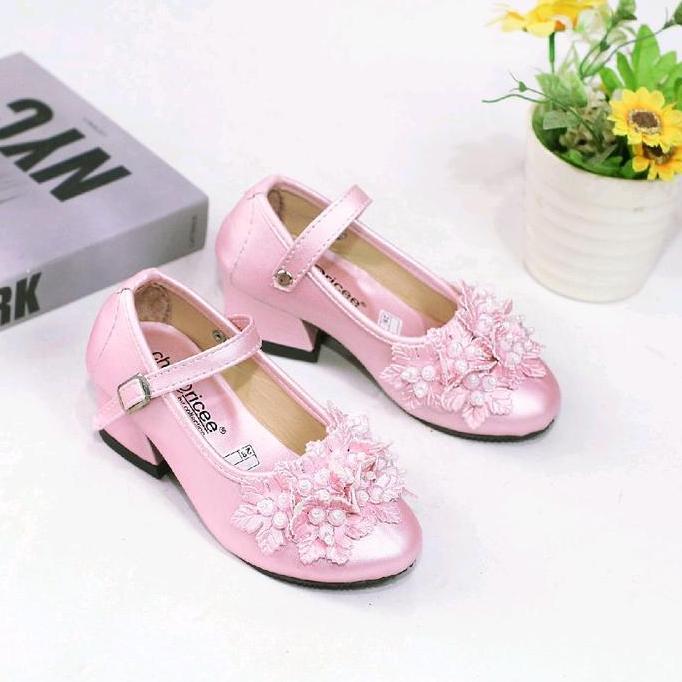 sepatu sandal anak perempuan hak 3cm bunga mute orchid CP10 Fashion TMS