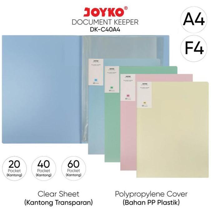 Xixix- Na Joyko Document Keeper A4 F4 0 40 60 Pockets / Clear Holder Book Lembar Plastik / Display F