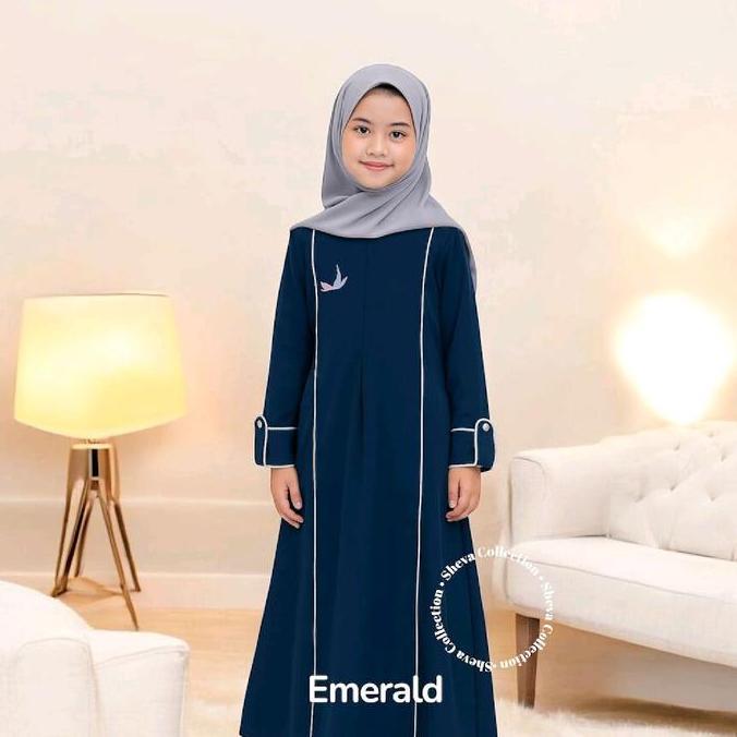 [MUSLIM] Dress Gamis Anak Perempuan Couple Ibu Pakaian Muslim Anak Wanita Bahan Sabrina Anti UV Mdel