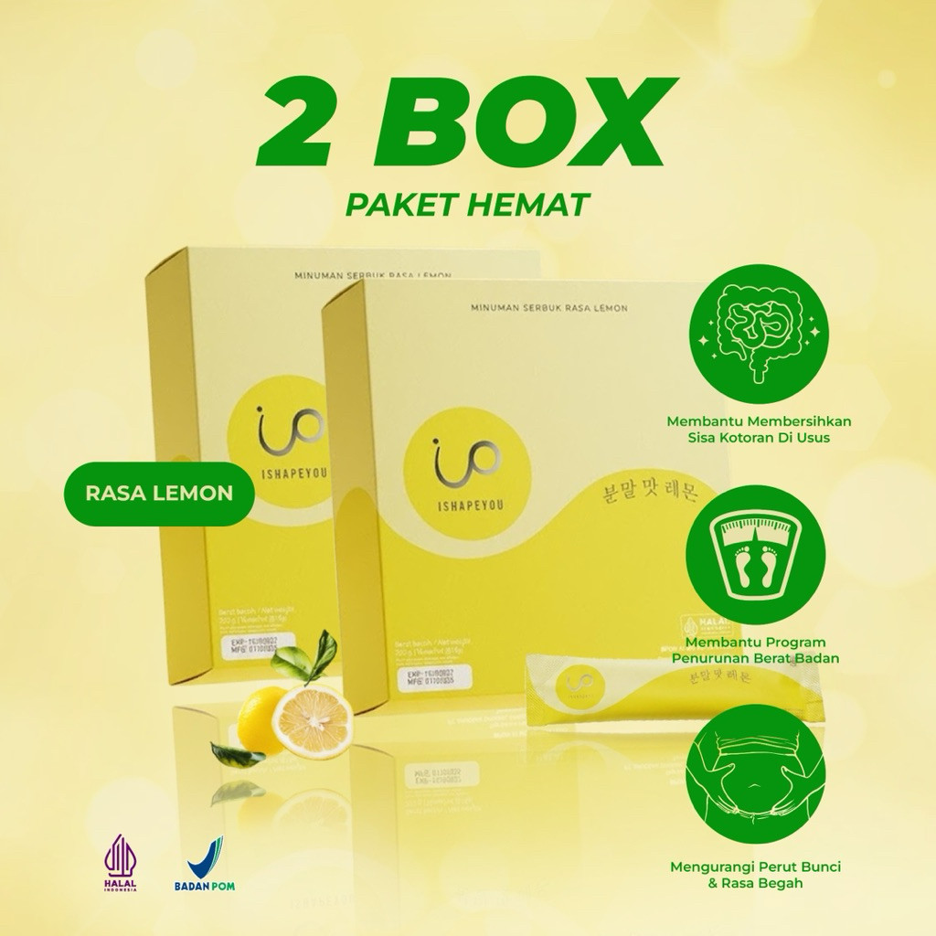 Isoslim Fiber Drink - 2 box paket hemat (isi 30 sachet) Detox Pencernaan, Lancar BAB, Minuman diet