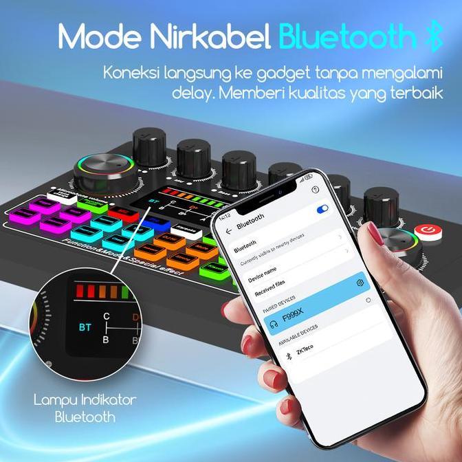 badawali_lembah - bonkyo paket peralatan streaming lengkap f999x sound card m990 mikrofon sy442 head