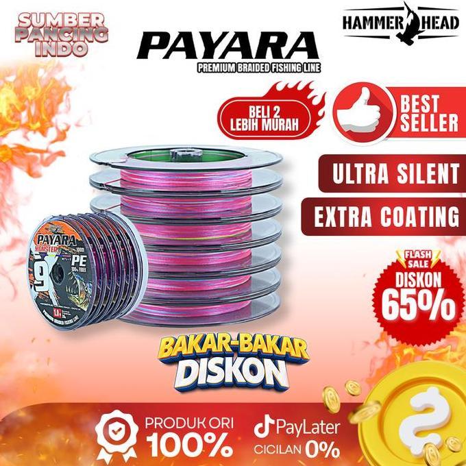 HAMMER HEAD Senar PE PAYARA MONSTER X9 Multi Color 100% PE Fiber Connecting Cocok Untuk Laut Jigging